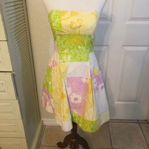 Lilly Pulitzer Patchwork Strapless Dress Size 0
